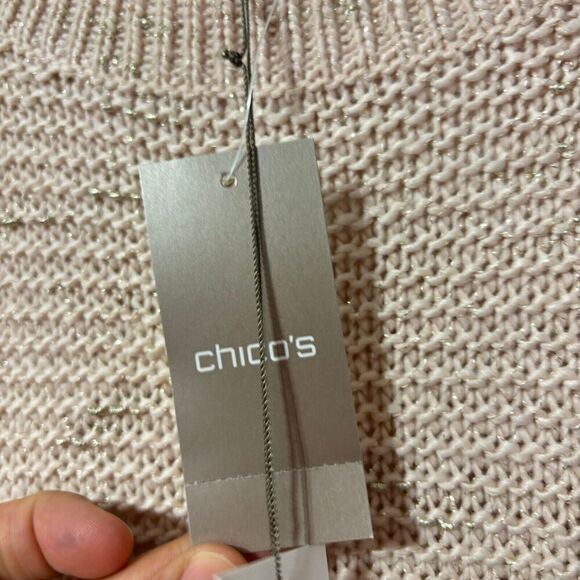 NWT Chico's Subtle Shine Naomi Pullover Sweater XL 3/4 Sleeve Fas Veranda Blush - Picture 6 of 9